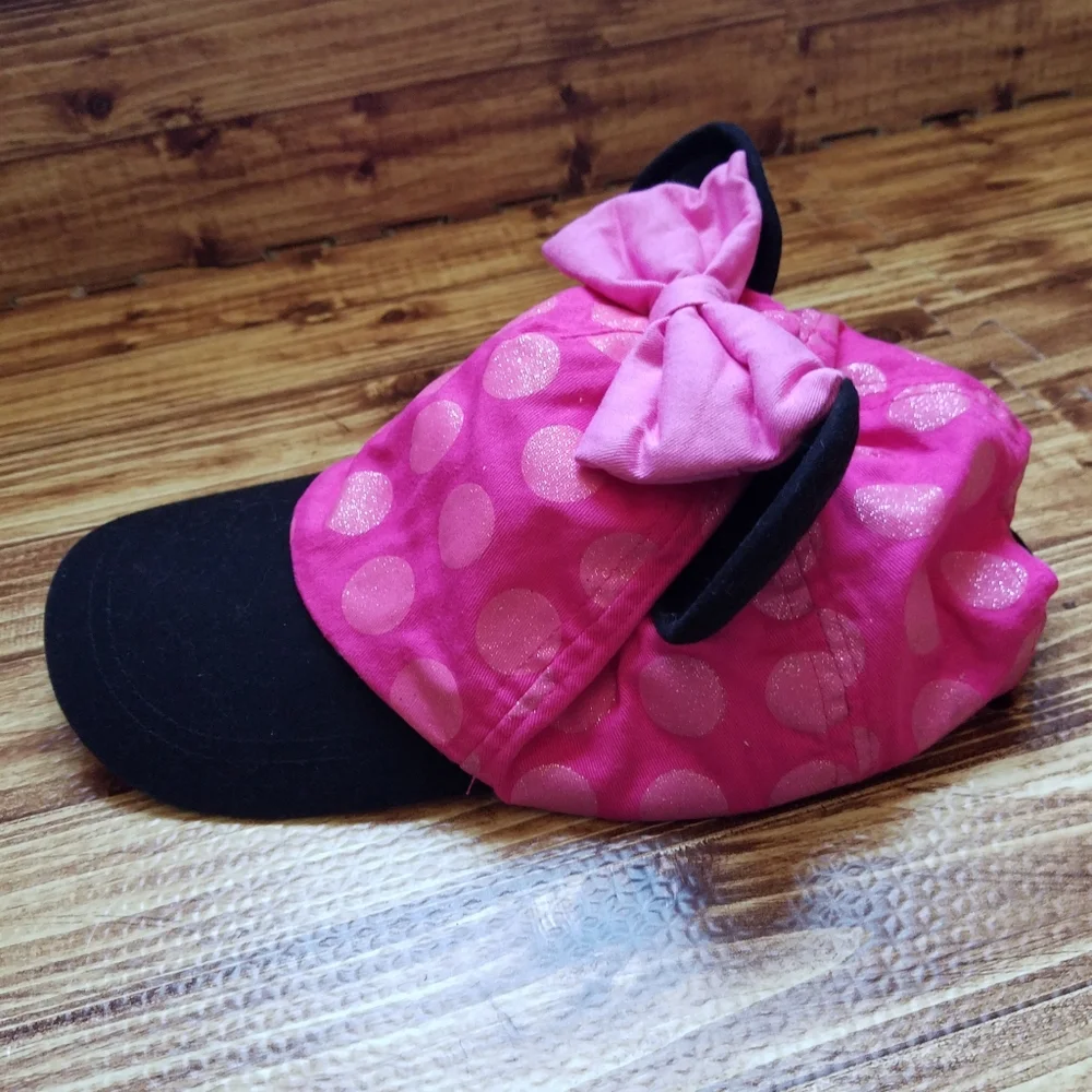 Disney Store Minnie Mouse Pink Polka Dot Bow Cap with Ears Girls Hat